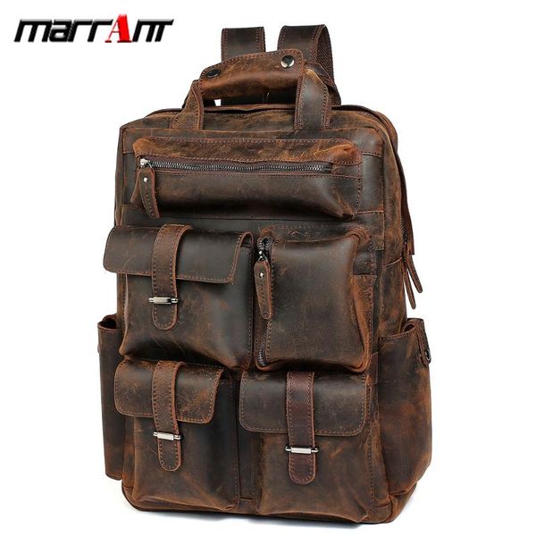 

backpack marut men's bag retro crazy horse leather full-grain travel 3506