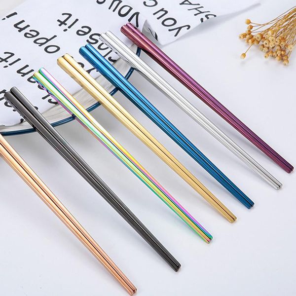 

chopsticks 1 pair 23cm stainless steel chinese non-slip reusable metal for sushi sticks tableware kitchen tools
