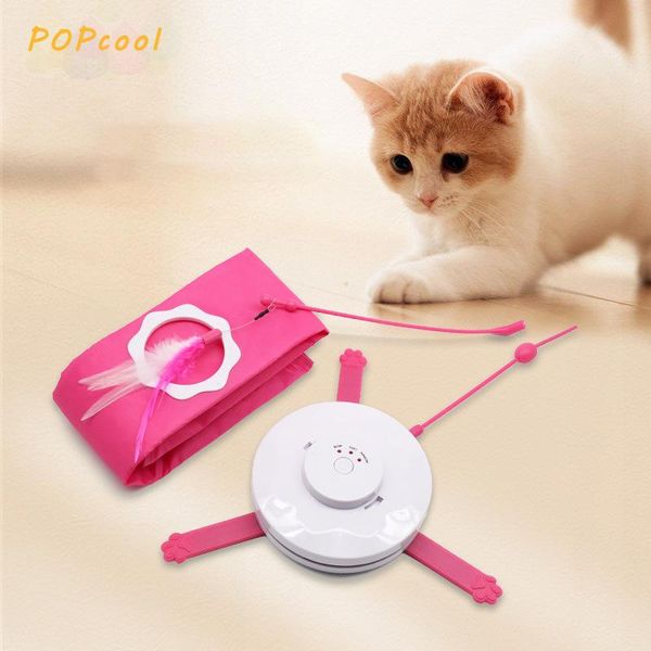 

cat toys 360 degree automatic interactive feather for cats funny exercise discs pet puppy toy dog playing