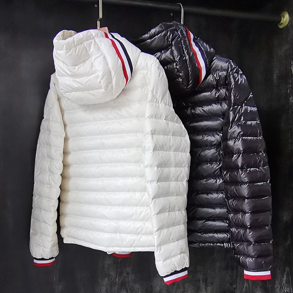 

down jacket 2021 men's lightweight short mengjia autumn and winter hooded trend threaded sleeve, Black
