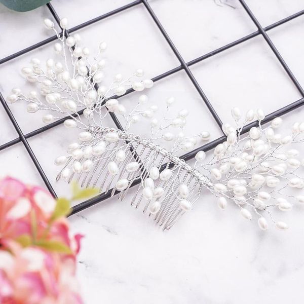 

hair clips & barrettes luxurious bride accessories 100% handmade pearl starry pom wedding party bridal comb fashion tiara jew l2b9, Golden;silver