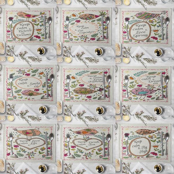 

mats & pads easter birds printing table mat animal bird pattern kitchen placemat napkin for party decoration dining accessories