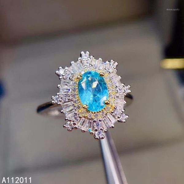 

cluster rings kjjeaxcmy fine jewelry 925 sterling silver inlaid natural apatite female ring fashion support test selling1, Golden;silver