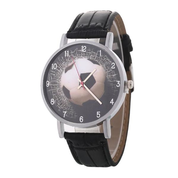 Футбольный футбольный рисунок Quartz Watches Sport Unisex PU Кожаная группа круглый циферблат запясть