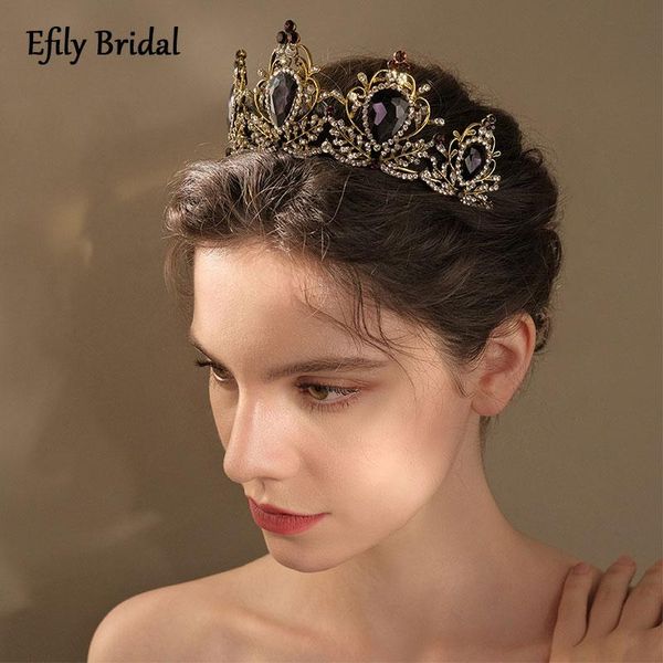 

hair clips & barrettes efily rhinestone crown for women vintage jewelry wedding accessories bride tiara crystal bridal headwear bridesmaid g, Golden;silver