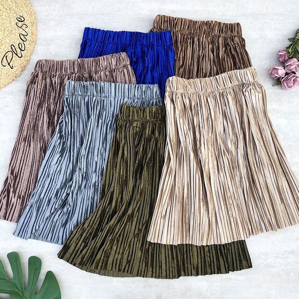 

skirts autumn metallic veet pleated short skirt elastic waist pleuche a-line mini blue green 9ljm, Black