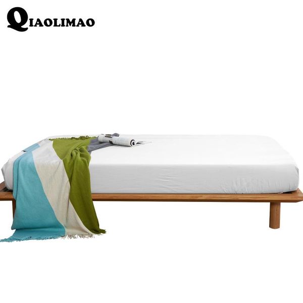 

sheets & sets fitted sheet mattress cover solid color sanding bedding linens bed with elastic band double queen size high 30cm 1pcs