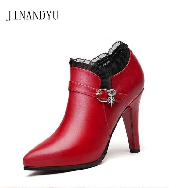 

high heels leather boots women party shoes red black classy fashion ankle