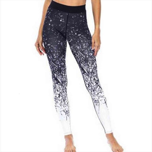 

high waist digital womens leggings printing skiiny slim elastic breathable workout casual fitness, Black