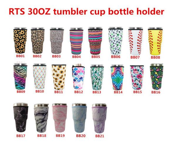 

baseball softball leopard print rainbow unicorn cactus water bottle cover neoprene insulated sleeve bag case pouch for 30oz tumbler cup dhl