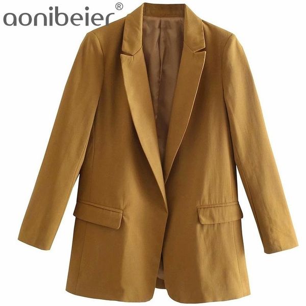 Frauen Blazer Frühling Langarm Casual Gerade Mantel Büro Dame Anzug Jacken Weibliche Vorne Offen Outerwaer 210604