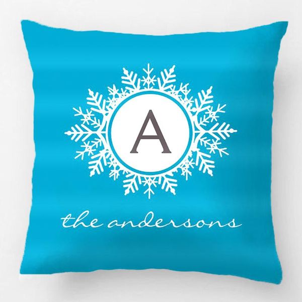 

ornate white snowflake customize on bright teal wedding decorative cushion cover pillow case for seat pillowcase cushion/decorative