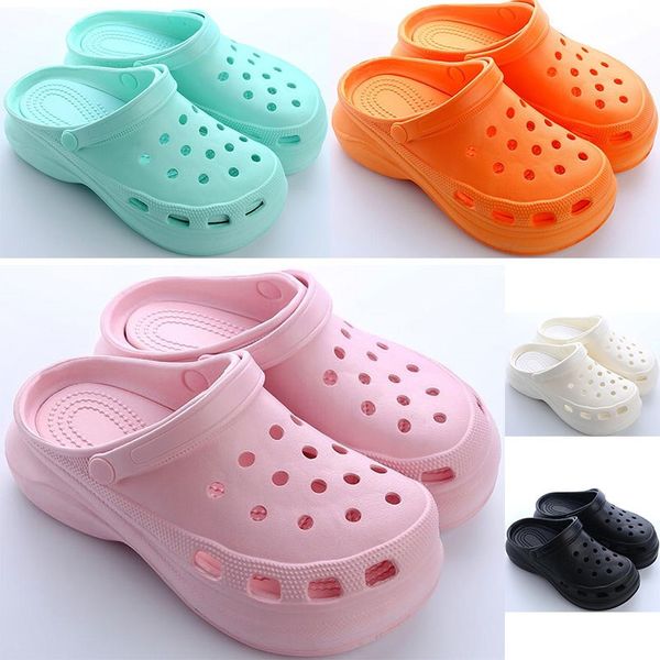 

womens summer thick-soled hole shoes ladies height increase shoe black white orange pink girls women beach classic sandals slippers forty se