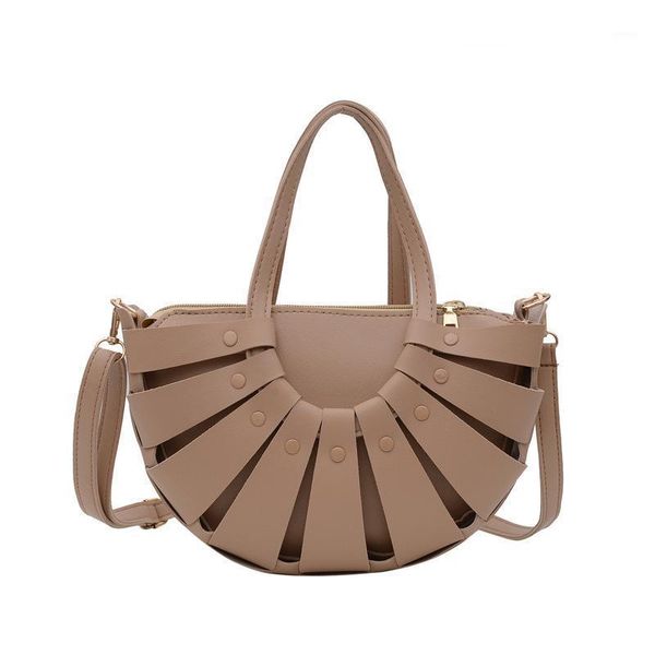 

evening bags 2021 fashion hollow crossbody woman bag shell shape casual one-shoulder small square all-match semi-circular pu clutch1