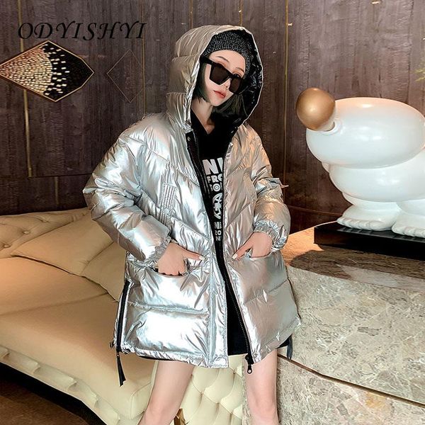 

women's down & parkas loose cotton coat women parka winter thick warm outwear casual wild fashion mid long jacket ladies hooded zipper, Black