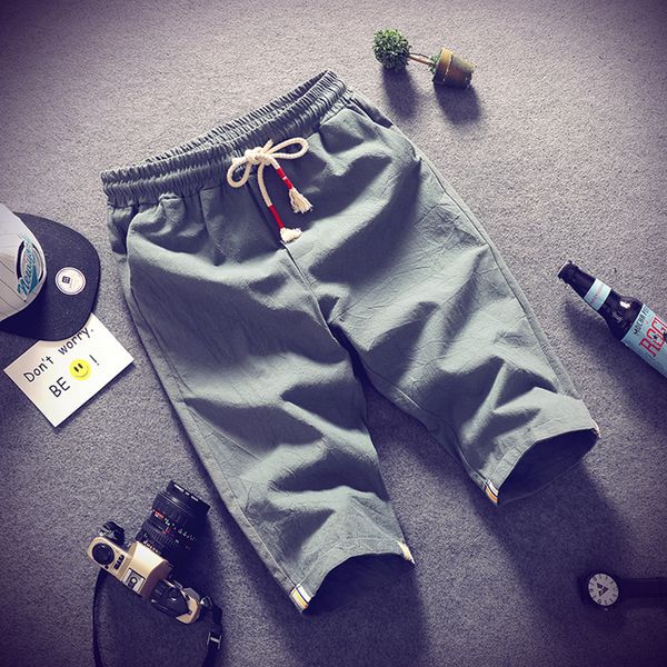 

a 059 seven minutes of pants in the summer of 2021 cotton shorts loose 7 six points 5 minutes of pants thin fashion casual pants, Blue