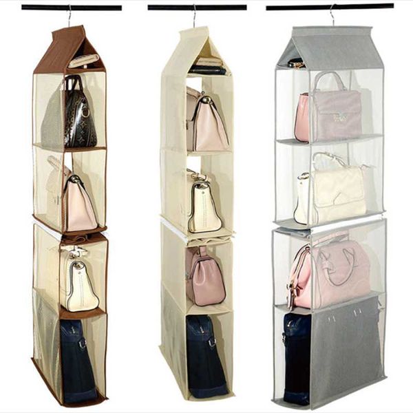 

storage hanging large capacity home bedroom wardrobe cloth organize bag transparent pocket double side foldable multi layer qual boxes & bin
