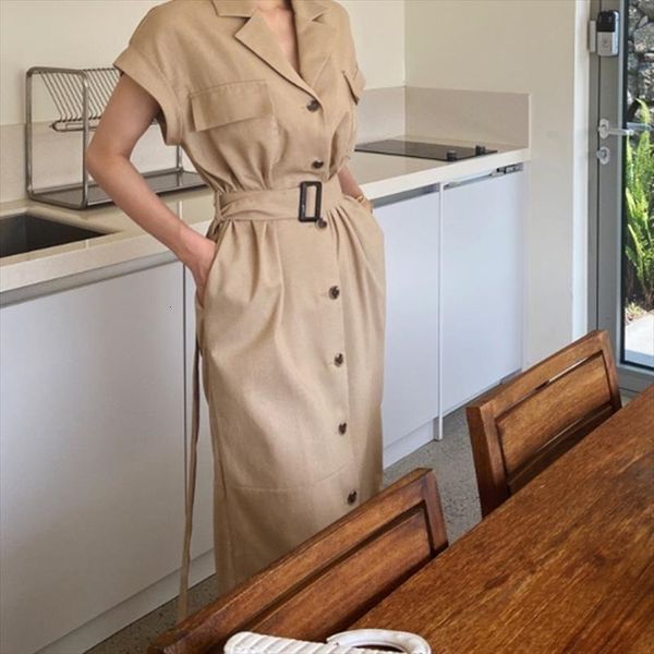 

front button midi shirt women dresses solid sashes short sleeve casual belt waist office lady summer sundress, Black;gray