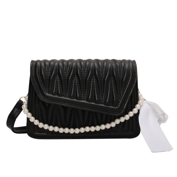 

evening bags small street fashion pleated shoulder for women with pearls designer pu leather crossbody women's bag female handbags a240
