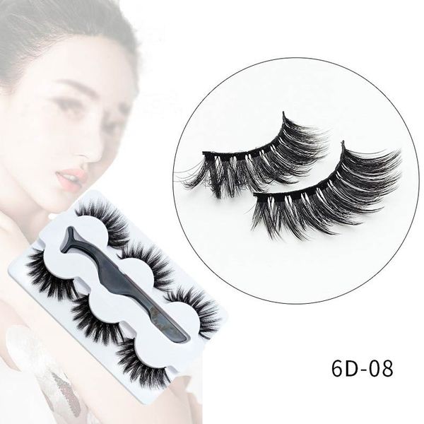 

3 pairs 6d mink eyelashes with lash curler tweezers nature thick faux eyelash handmade false eye lashes extension makeup tool
