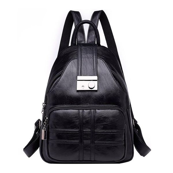 

outdoor bags simple casual backpack soft leather anti-theft travel small