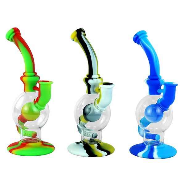 Forma de bola de gass tubos de água fumando tubos de bongos de silicone tubos narguilé tabaco bongs para erva seca