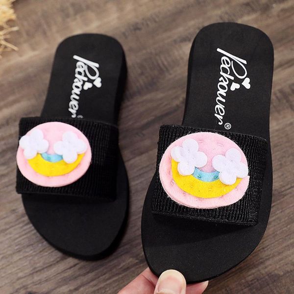 

slipper summer slippers kids boys home fashion flowers children korea bathroom flip flop casual sandals girl non-slip shoes@4, Black;grey