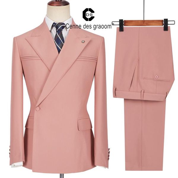 

men's suits & blazers cenne des graoom one button double breasted pink tailor-made blazer pants business causal party singer groom wedd, White;black