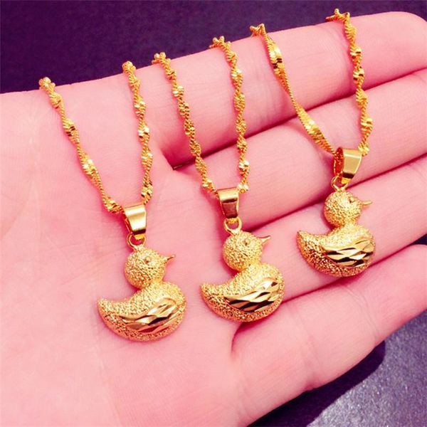 

pendant necklaces 24k real gold plated for women girls cute duck necklace party statement wedding bride jewelry christmas gift, Silver