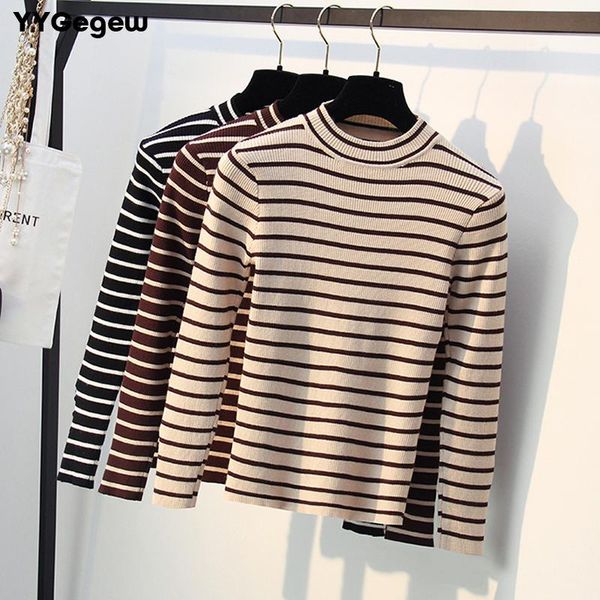 

women's sweaters autumn winter o-neck black white stripe sweater women casual basic knit pullovers slim female cashmere sleeve button, White;black
