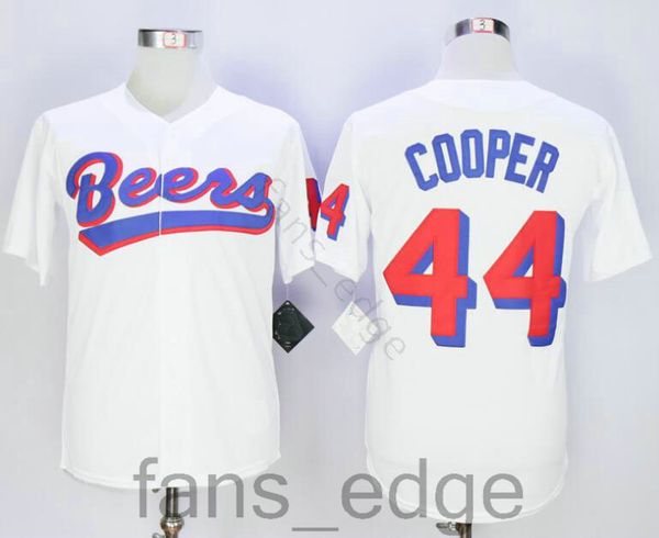 

21 22 the baseketball beers movie #17 doug remer #44 joe coop cooper baseketball white button baseball jerseys 777702, Black;red