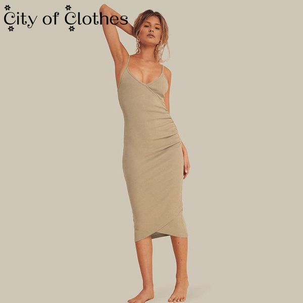 

casual dresses women 2021 skinny v-neck spaghetti strap knee-length dress knitted summer lady ruched party club streetwear, Black;gray