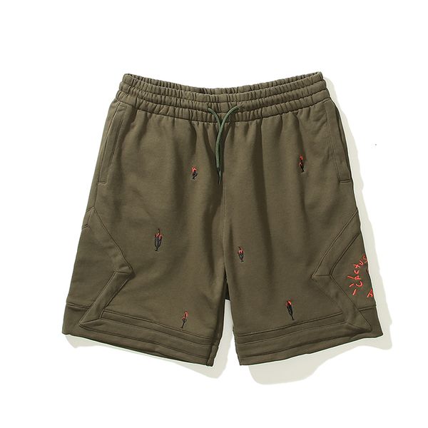 

men's shorts embroidered catcus jack oversize casual shorts. men and women, cord in a straight line, loose hip hop., White;black