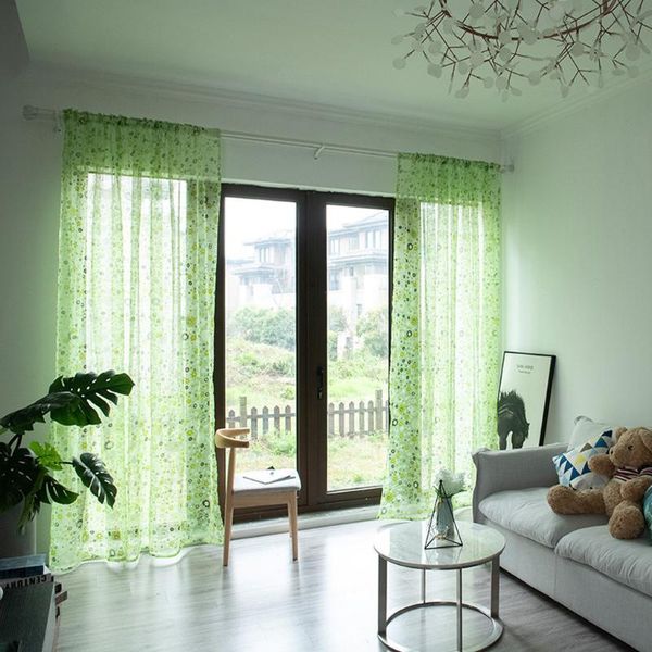 

curtain & drapes 1pc elegant fresh pastoral style floral printing sheer tulle window treatment voile drape valance panel fabric 200x100