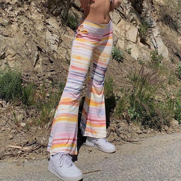 

tie dye print crop womens capri sleeveless hollow out summer off shoulder y2k beach tank clothes pants, Black;white