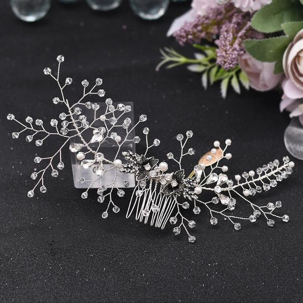 

headpieces trixy h02 floral wedding hair combs bridal clips accessories for women flowers bride jewelry, Silver