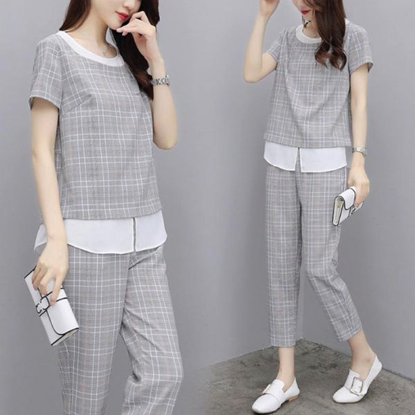 

women's two piece pants elegant women 2pcs tracksuits summer ladies suit short sleeve & 2021 tracksuit ww5054, White