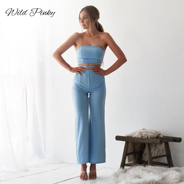 

women's jumpsuits & rompers wildpinky strapless wide leg summer jumpsuit women hollow out solid color casual high fashion romper overal, Black;white