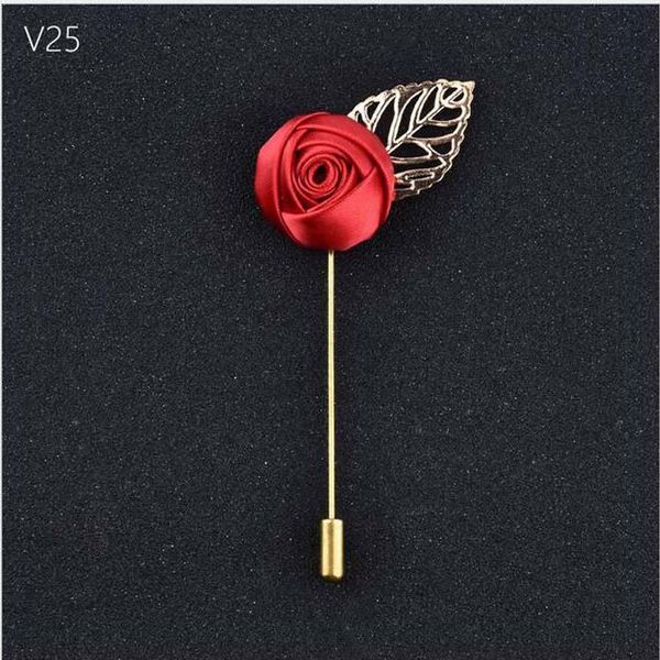 

groom golden leaves red roses cloth brooch corsage flowers wedding party prom man suit lead pin decorative & wreaths