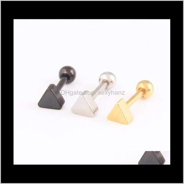 Schmuck Drop Lieferung 2021 Ohr Tragus Barbell Runde Titan Gewinde Ohrstecker Vier Pentagramm Dreieck 316L Edelstahl 16G Bar Stahl Schwarz