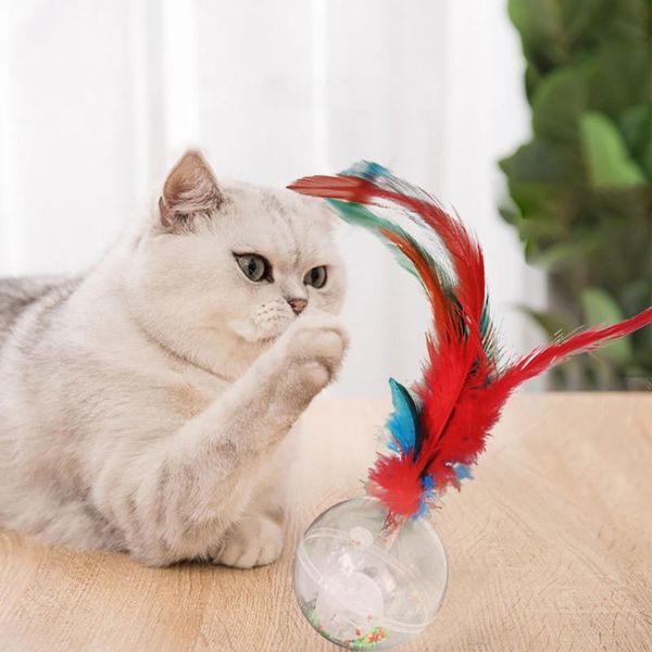 

cat toys kapmore 3pcs funny light up tumbler fake feather training ball toy pet sound supplies