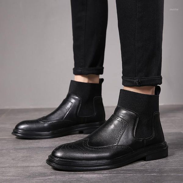 

boots 2021 spring men business shoes fashion black footwear ka20091