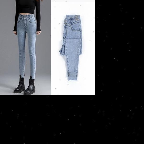 

winter autumn high skinny womens jean cotton pencil pants quality, Blue