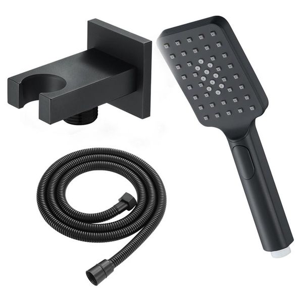 

bathroom shower sets abs square black 3-function handheld rainfall spray head set accessories