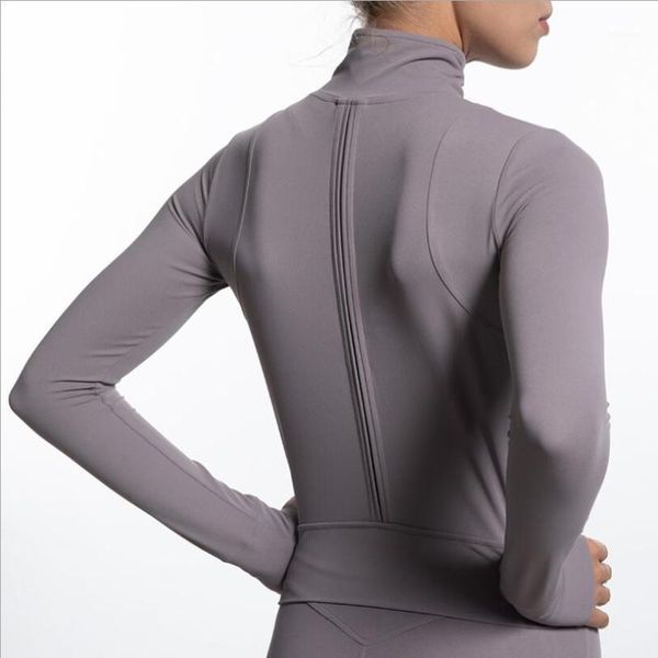 

yoga outfit autumn winter naked feeling zipper pocket slim fit long sleeve women shirt workout quick dry fitness gym sport clothing