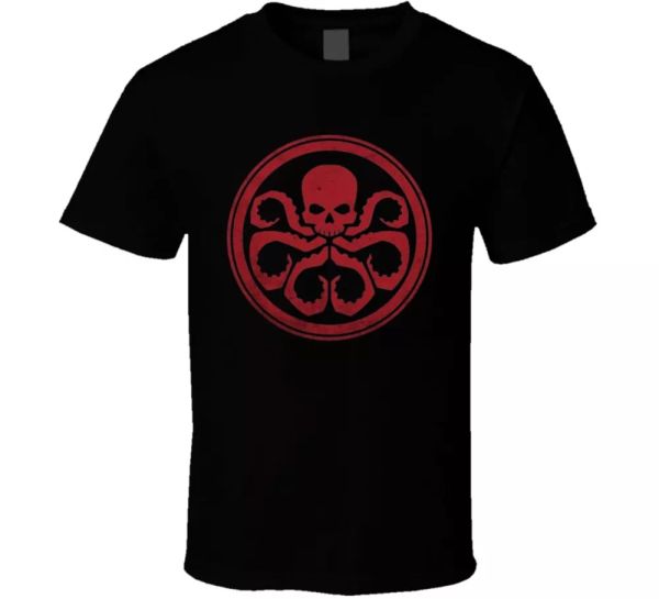 

hydra villian distressed logo parody comic fan trending t shirt, White;black