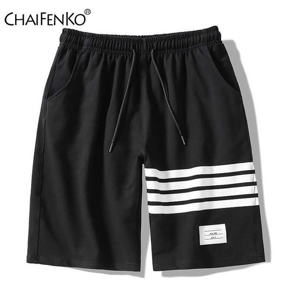 Männer Sommer Baumwolle Sport Shorts Casual Atmungsaktive Lauf Boardshorts Mode Streifen Fitness Bodybuilding 210714