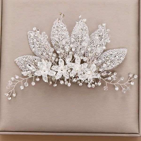 

hair clips & barrettes bridal hairpin wedding rhinestone pearl headband silver color white flower fashion accessories for women, Golden;silver