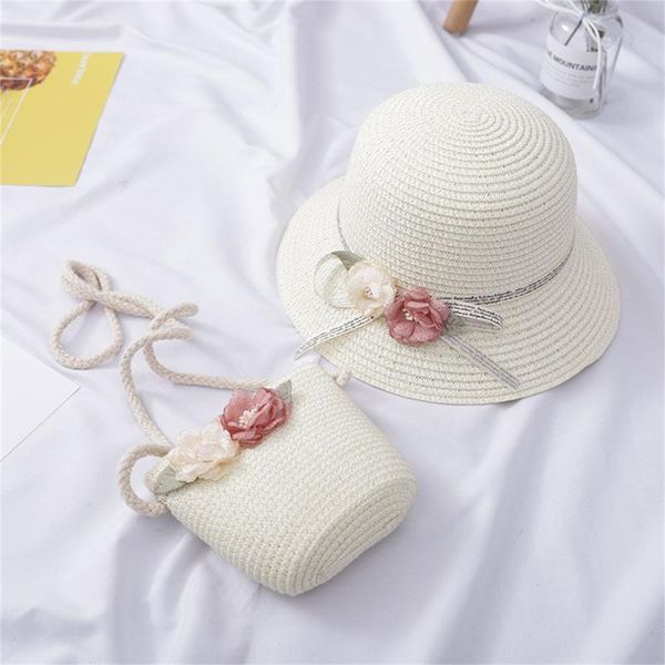 

caps & hats children girl outdoor cute summer cap sunscreen sunshade hat straw beach sun + bag chapeau femme, Yellow