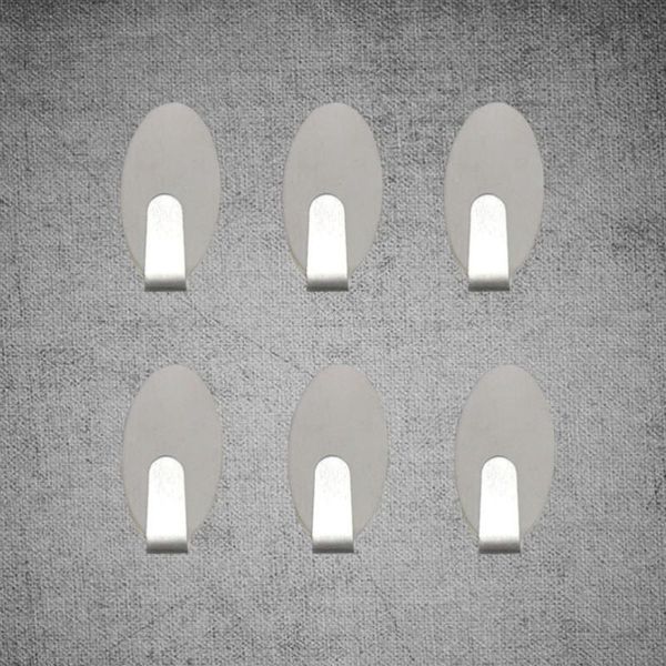 

6pcs stainless steel drill adhesive single robe hook towel coat wall mount hooks clothes hanger for bathroom kitchen (oval+s) & rails